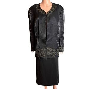 Giovanna Signature Skirt Set 26W Black Gold Embroidery Elegant Holiday Luxe Glam